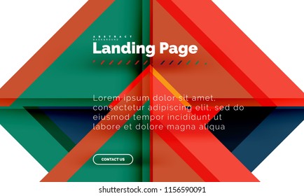 Square shape geometric abstract background, landing page web design template. Vector illustration