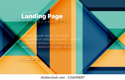 Square shape geometric abstract background, landing page web design template. Vector illustration