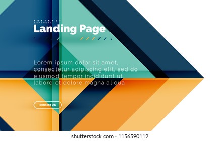 Square shape geometric abstract background, landing page web design template. Vector illustration