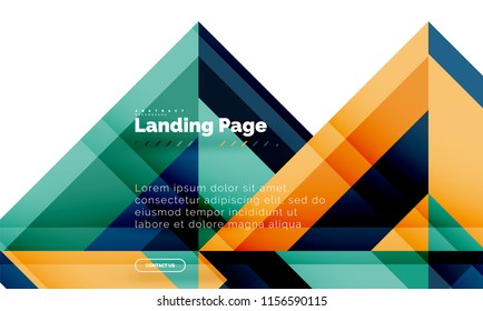 Square shape geometric abstract background, landing page web design template. Vector illustration