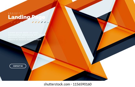 Square shape geometric abstract background, landing page web design template. Vector illustration