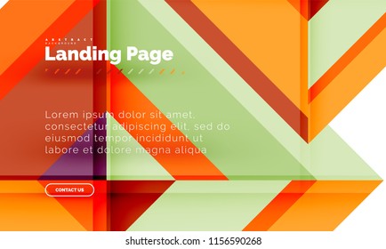 Square shape geometric abstract background, landing page web design template. Vector illustration