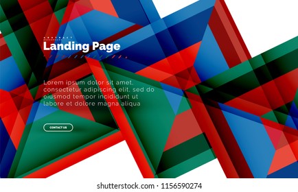 Square shape geometric abstract background, landing page web design template. Vector illustration