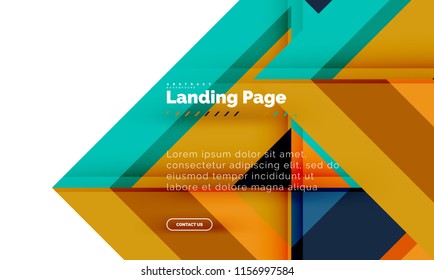 Square shape geometric abstract background, landing page web design template. Vector illustration