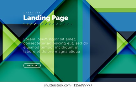 Square shape geometric abstract background, landing page web design template. Vector illustration