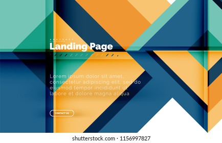 Square shape geometric abstract background, landing page web design template. Vector illustration