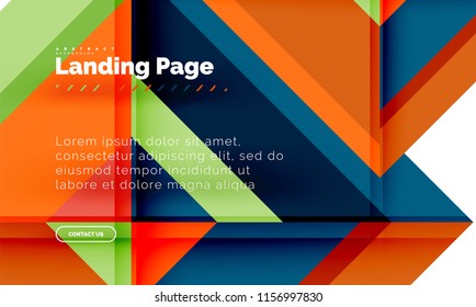 Square shape geometric abstract background, landing page web design template. Vector illustration