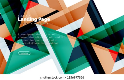 Square shape geometric abstract background, landing page web design template. Vector illustration
