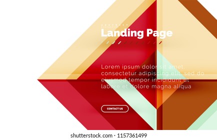 Square shape geometric abstract background, landing page web design template. Vector illustration