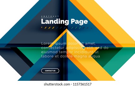 Square shape geometric abstract background, landing page web design template. Vector illustration