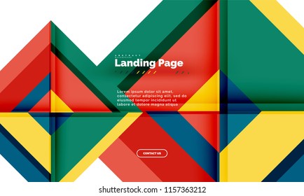 Square shape geometric abstract background, landing page web design template. Vector illustration