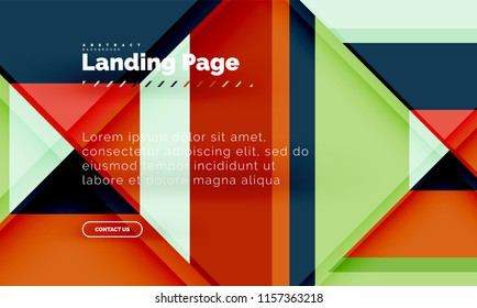 Square shape geometric abstract background, landing page web design template. Vector illustration