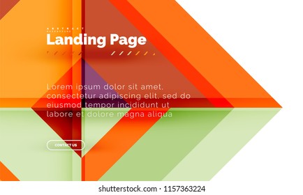 Square shape geometric abstract background, landing page web design template. Vector illustration
