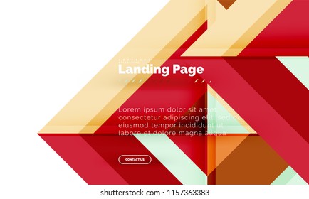 Square shape geometric abstract background, landing page web design template. Vector illustration