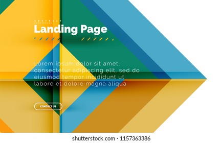 Square shape geometric abstract background, landing page web design template. Vector illustration
