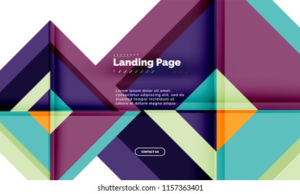 Square shape geometric abstract background, landing page web design template. Vector illustration