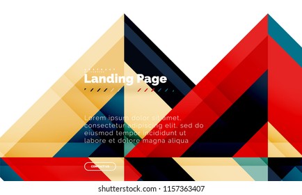 Square shape geometric abstract background, landing page web design template. Vector illustration