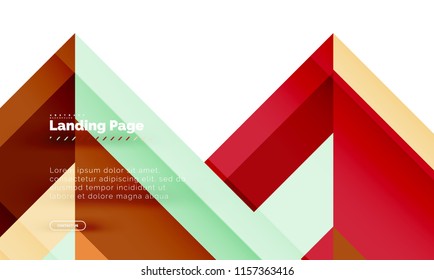 Square shape geometric abstract background, landing page web design template. Vector illustration
