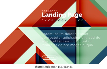 Square shape geometric abstract background, landing page web design template. Vector illustration