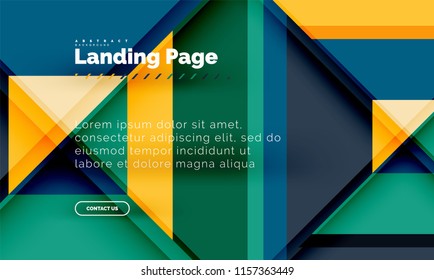 Square shape geometric abstract background, landing page web design template. Vector illustration