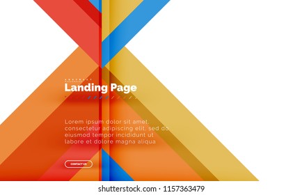 Square shape geometric abstract background, landing page web design template. Vector illustration