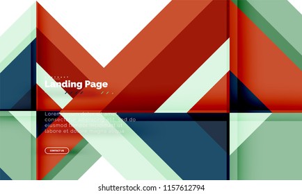 Square shape geometric abstract background, landing page web design template. Vector illustration