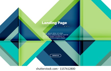 Square shape geometric abstract background, landing page web design template. Vector illustration