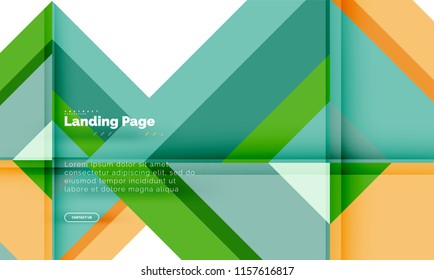 Square shape geometric abstract background, landing page web design template. Vector illustration