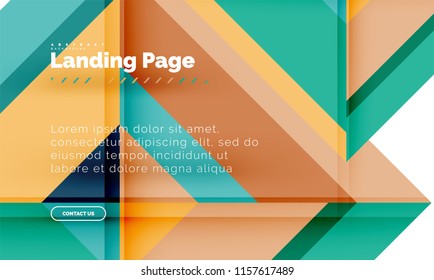Square shape geometric abstract background, landing page web design template. Vector illustration