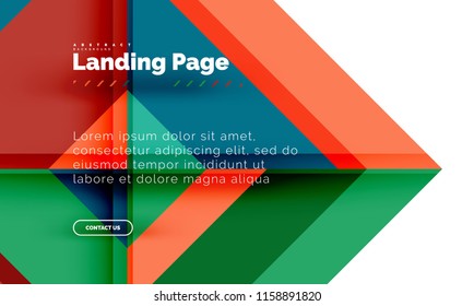 Square shape geometric abstract background, landing page web design template. Vector illustration