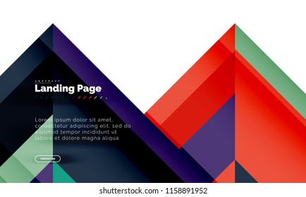 Square shape geometric abstract background, landing page web design template. Vector illustration