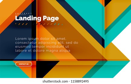 Square shape geometric abstract background, landing page web design template. Vector illustration