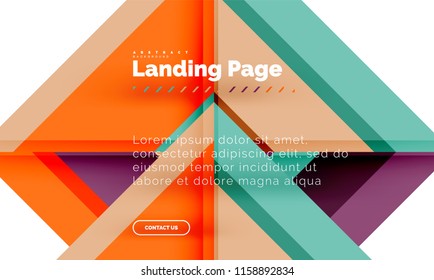 Square shape geometric abstract background, landing page web design template. Vector illustration
