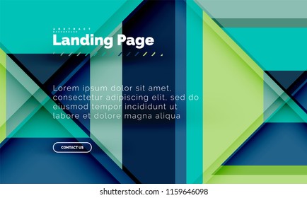 Square shape geometric abstract background, landing page web design template. Vector illustration