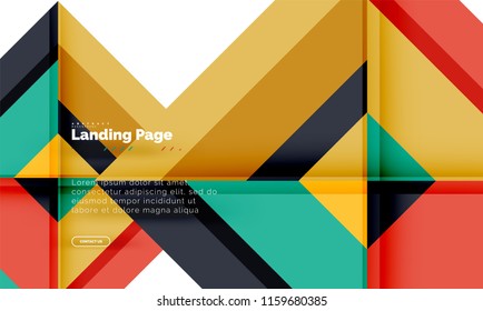 Square shape geometric abstract background, landing page web design template. Vector illustration