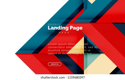 Square shape geometric abstract background, landing page web design template. Vector illustration