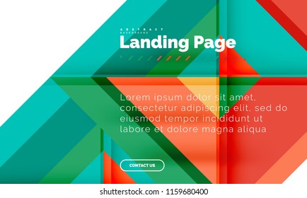 Square shape geometric abstract background, landing page web design template. Vector illustration