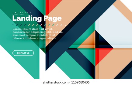 Square shape geometric abstract background, landing page web design template. Vector illustration