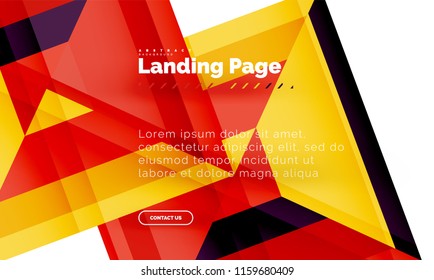 Square shape geometric abstract background, landing page web design template. Vector illustration