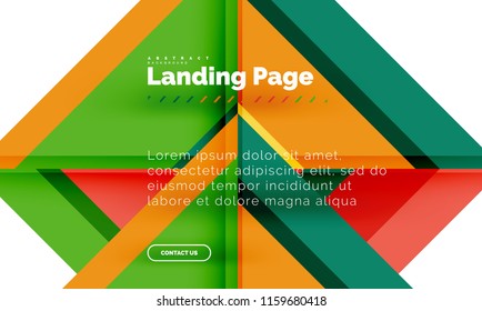 Square shape geometric abstract background, landing page web design template. Vector illustration
