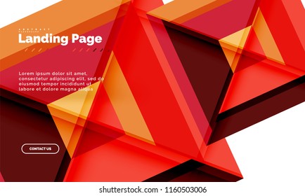 Square shape geometric abstract background, landing page web design template. Vector illustration