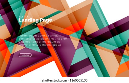 Square shape geometric abstract background, landing page web design template. Vector illustration