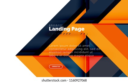 Square shape geometric abstract background, landing page web design template. Vector illustration