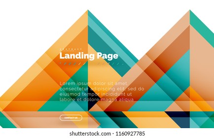 Square shape geometric abstract background, landing page web design template. Vector illustration