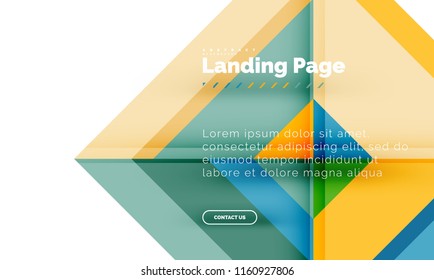 Square shape geometric abstract background, landing page web design template. Vector illustration