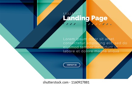 Square shape geometric abstract background, landing page web design template. Vector illustration