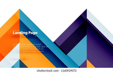Square shape geometric abstract background, landing page web design template. Vector illustration