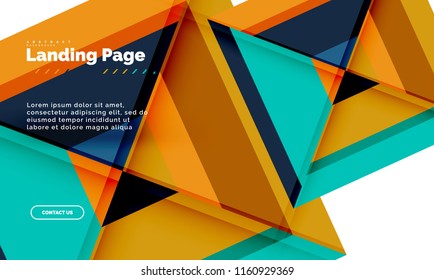Square shape geometric abstract background, landing page web design template. Vector illustration