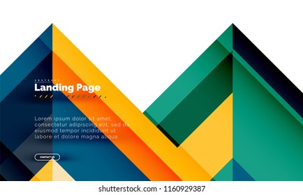 Square shape geometric abstract background, landing page web design template. Vector illustration