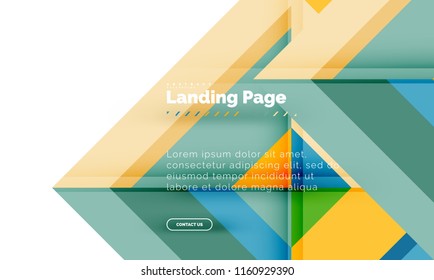 Square shape geometric abstract background, landing page web design template. Vector illustration